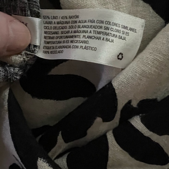 A New Day Natural and Black Floral Sleeveless Linen Blend Dress Large - Picture 6 of 6